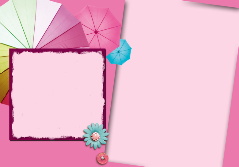 清新粉色雨伞儿童相册海报背景模板