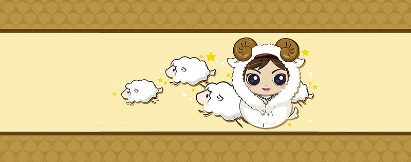 中国风卡通动物小羊背景海报