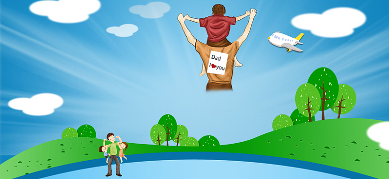 父亲节蓝色扁平化淘宝海报背景