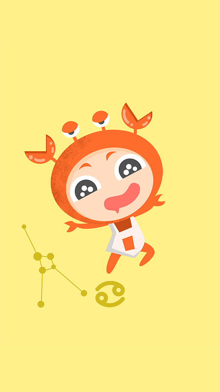 卡通巨蟹座星座h5背景