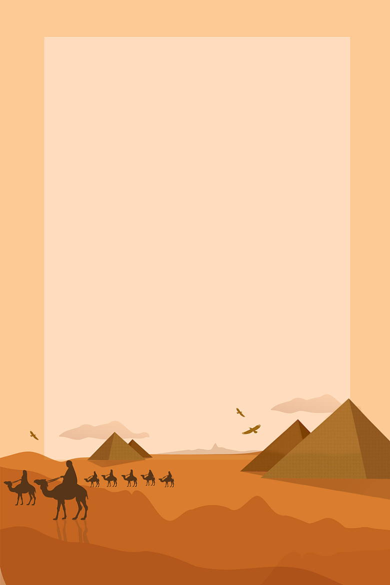 沙漠骆驼风景风光手绘背景