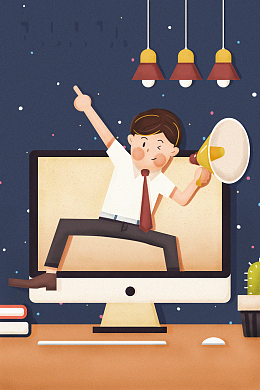 卡通扁平校园招聘商务办公背景