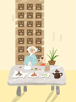 世界传统医药日中医手绘插画