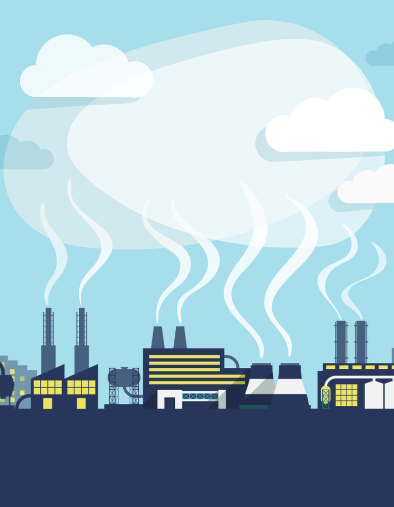 卡通工厂环境污染环保主题海报背景素材