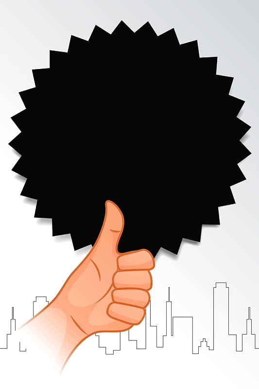 卡通手绘点赞大拇指创意背景