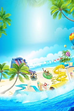 水上乐园泳池狂欢背景素材