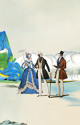 外国手绘插画风格海报背景