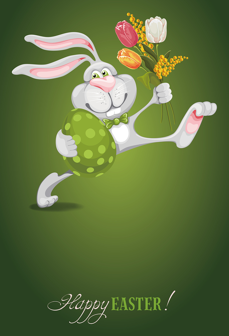 复古彩蛋兔子海报背景素材