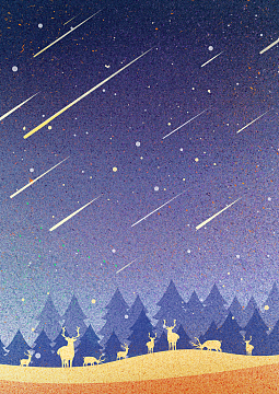 插画jpg梦幻星空夜景插画平面广告jpg蓝色卡通女孩猫咪插画平面广告