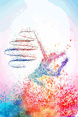 蓝色水彩风春季运动会喷溅运动员剪影背景