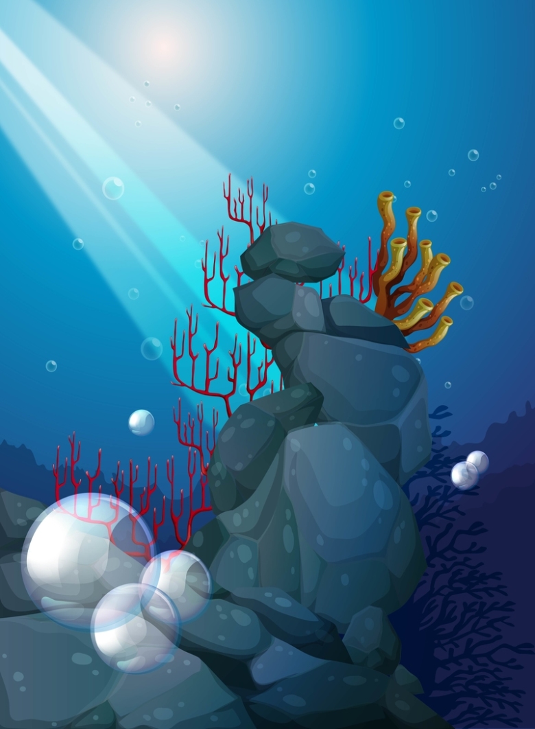 关键词 : 儿童,卡通,插画,矢量,蓝色,海底世界,海洋,礁石,珊瑚,背景