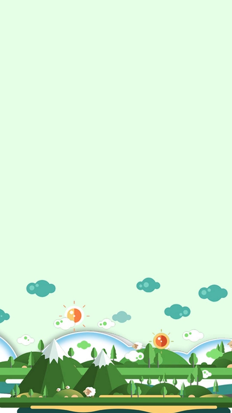 绿色卡通扁平清明节psd分层h5背景素材