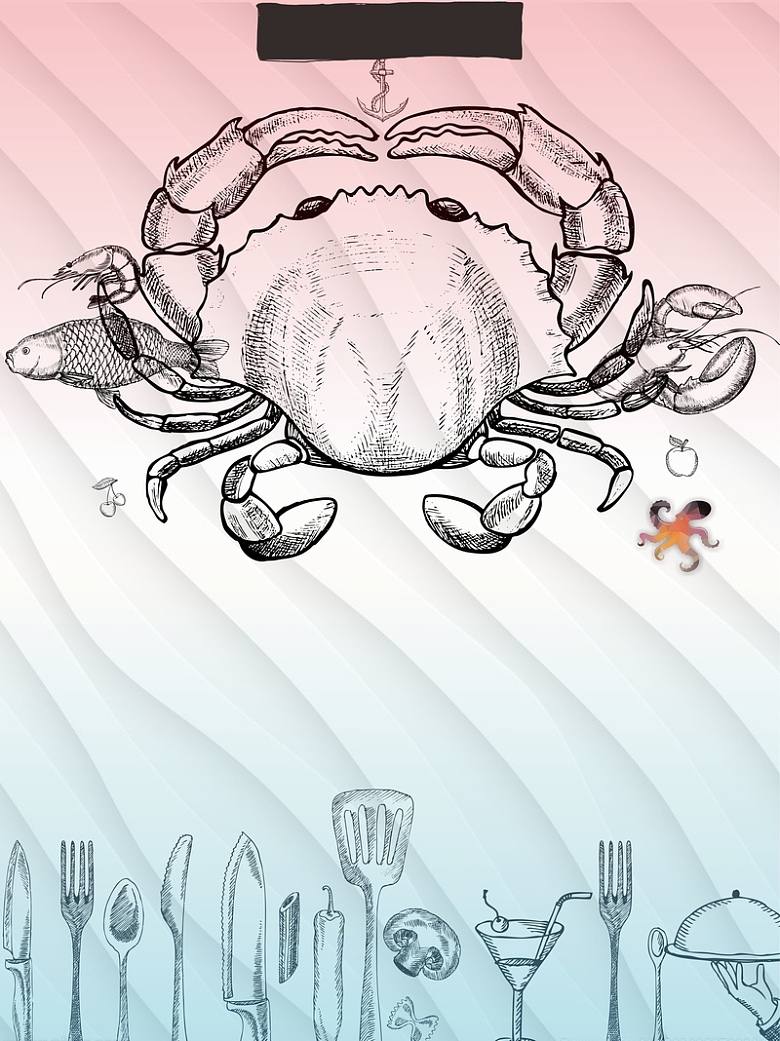 海鲜螃蟹餐饮店矢量海报背景模板