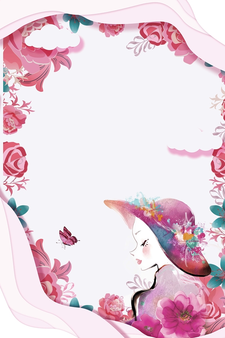 粉色手绘38女王节海报
