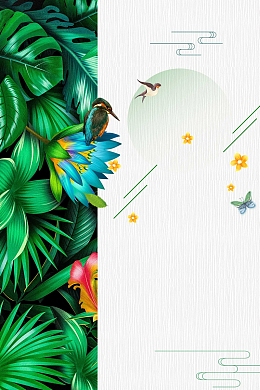 小清新唯美插画春天夏天背景海报