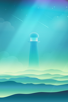 青色卡通h5背景