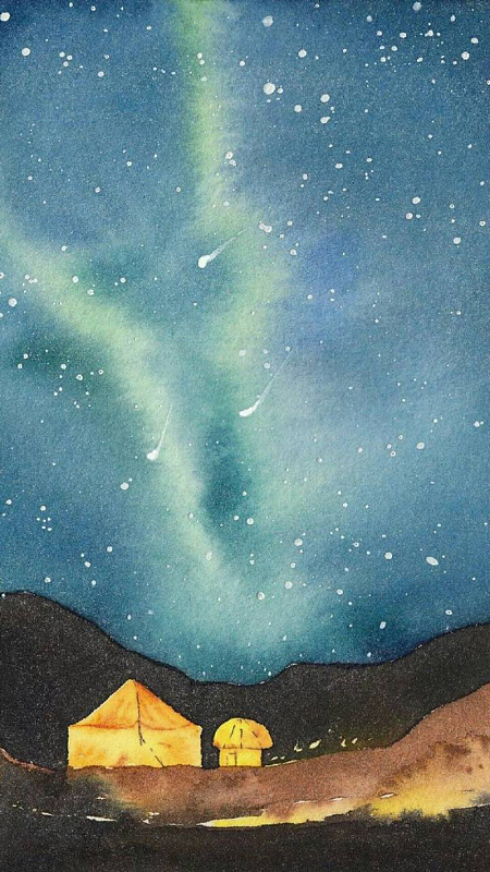 手绘星空H5背景素材