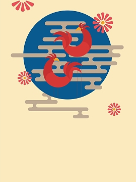 2017鸡年大吉插画海报背景模板