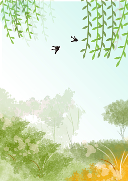 绿色小清新插画二十节气清明海报背景