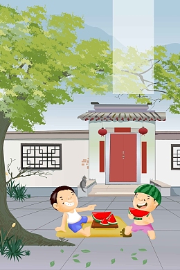 卡通创意清新夏至未至创意海报背景模板