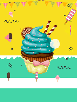 卡通可爱创意3D合成冰淇淋背景