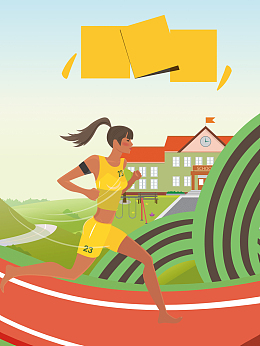 创意插画矢量春季运动会背景素材