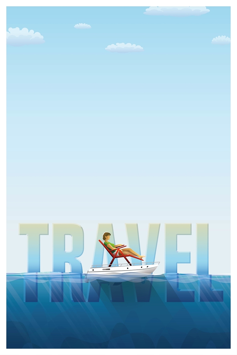 蓝色矢量简约夏季旅游海报背景