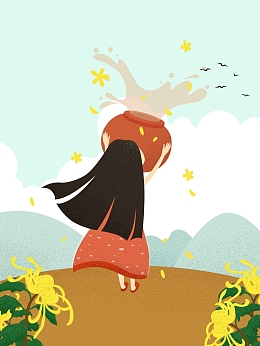 重阳节菊花酒手绘