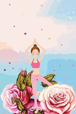手绘瑜伽美女瑜伽文化