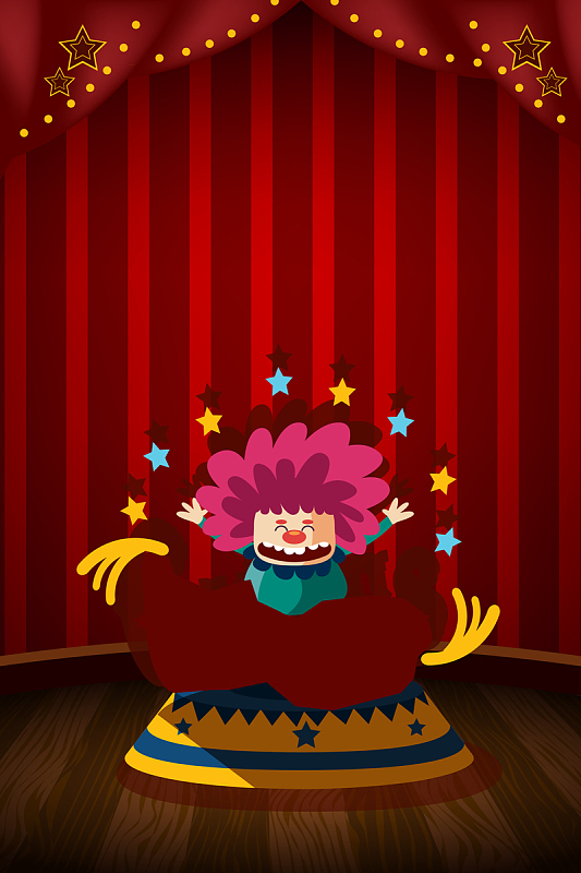 可爱卡通游乐场小丑背景图