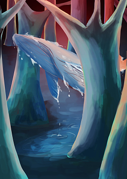 唯美森林鲸鱼手绘海报