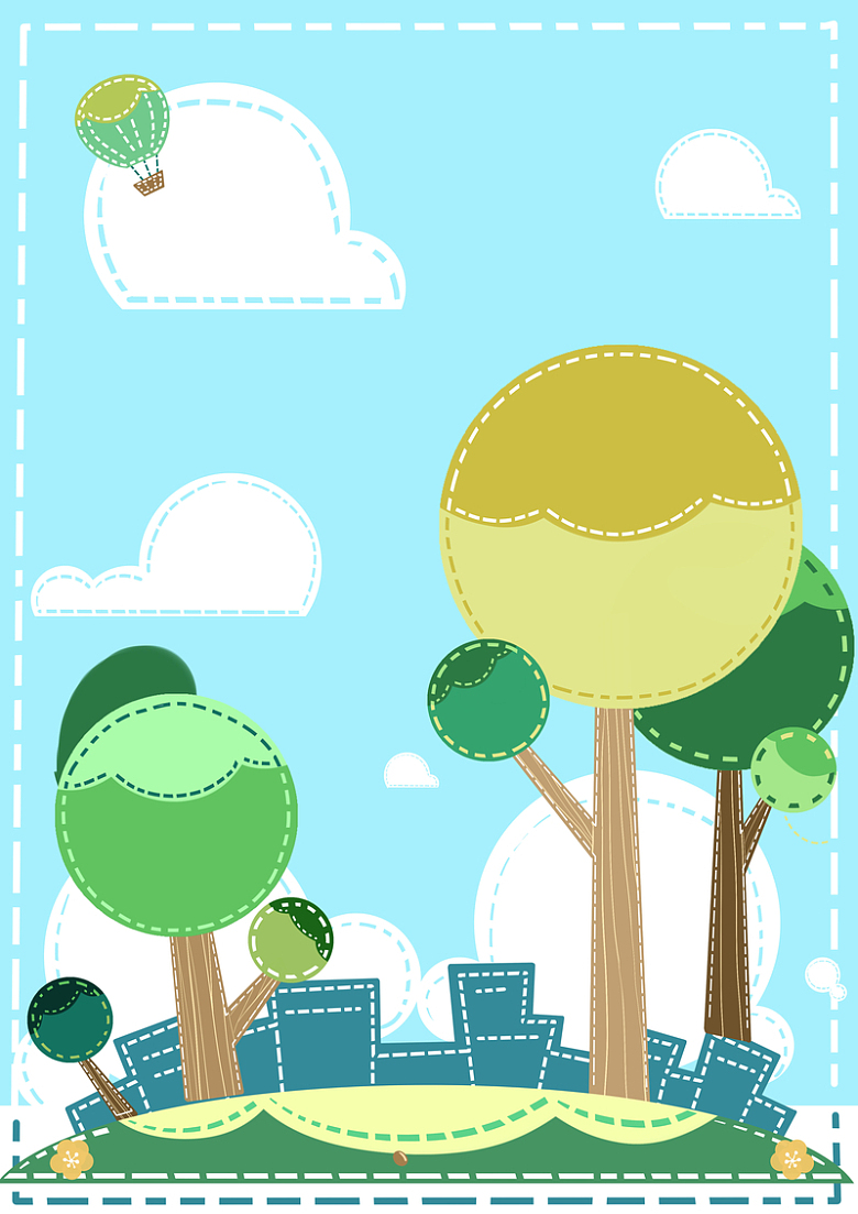 蓝色卡通矢量312植树节背景素材