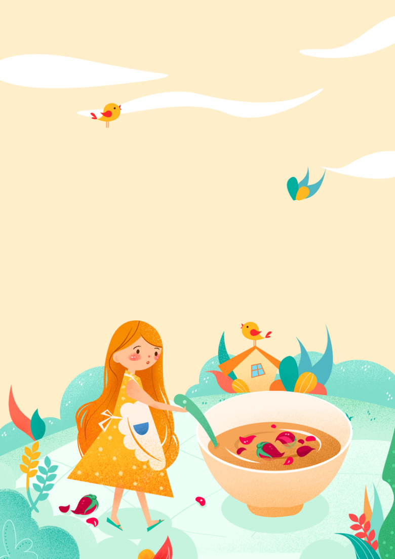 午茶时光手绘插画海报背景模板