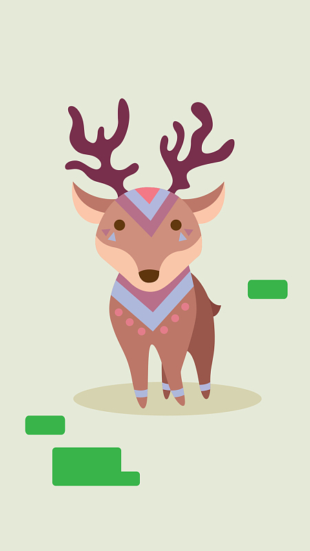 印第安草蔍动物插画