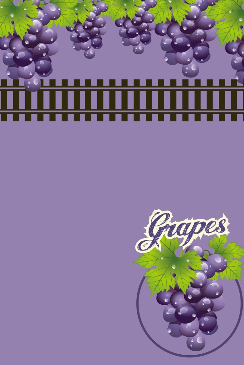 手绘卡通水果葡萄促销海报psd分层背景