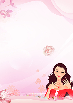 三八妇女节美甲卡通粉色背景