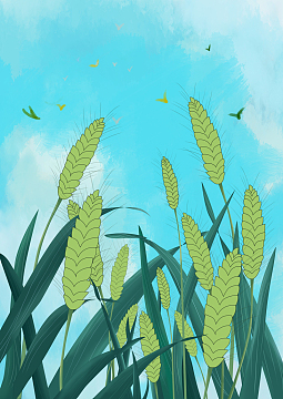 蓝色手绘24节气海报