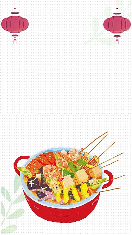 灰色手绘文艺关东煮psd分层h5背景素材