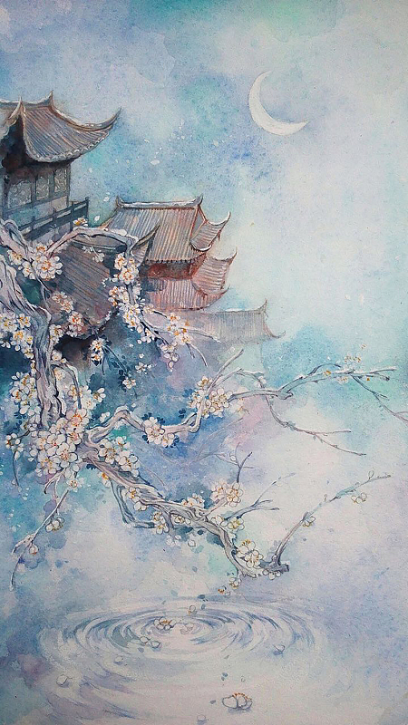 水彩手绘中国风建筑