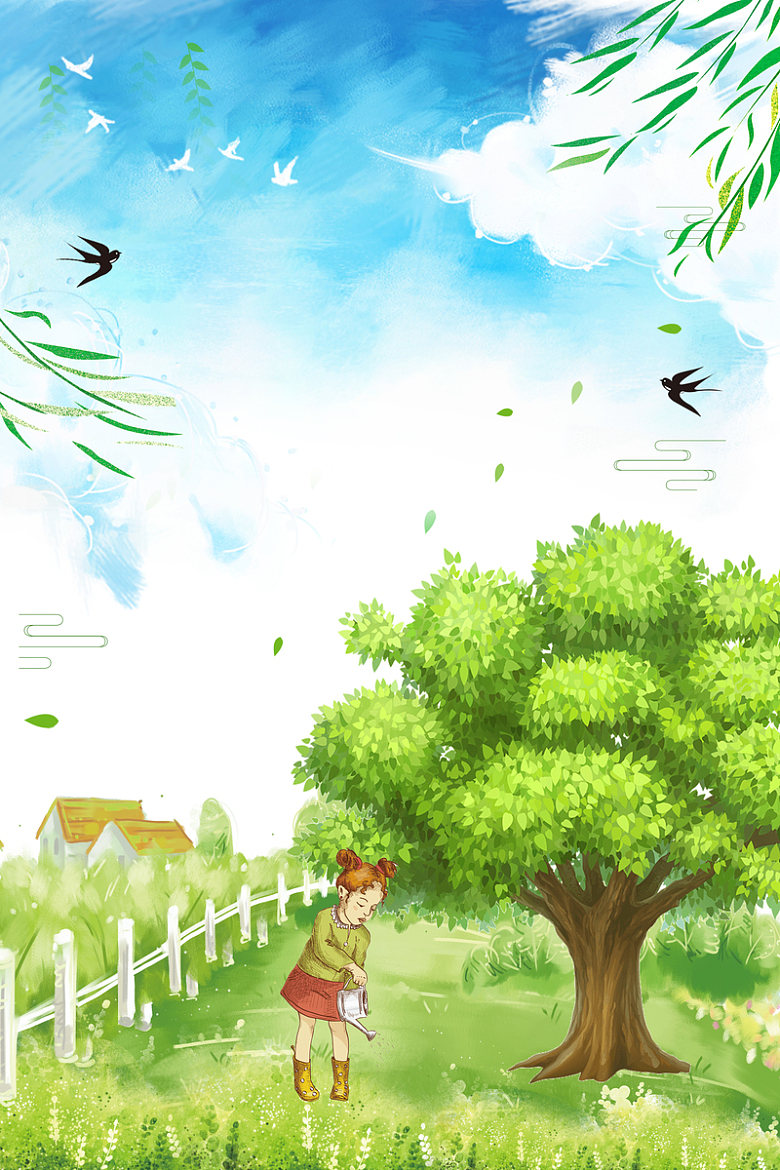 手绘风3.12植树节节日海报