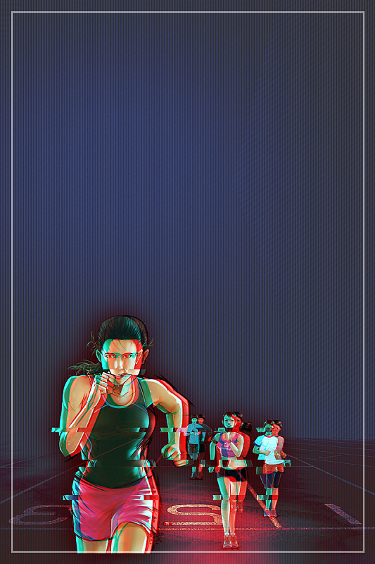 激情马拉松运动奔跑中的人物海报