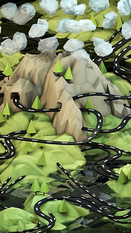 卡通绿色抽象插画H5背景