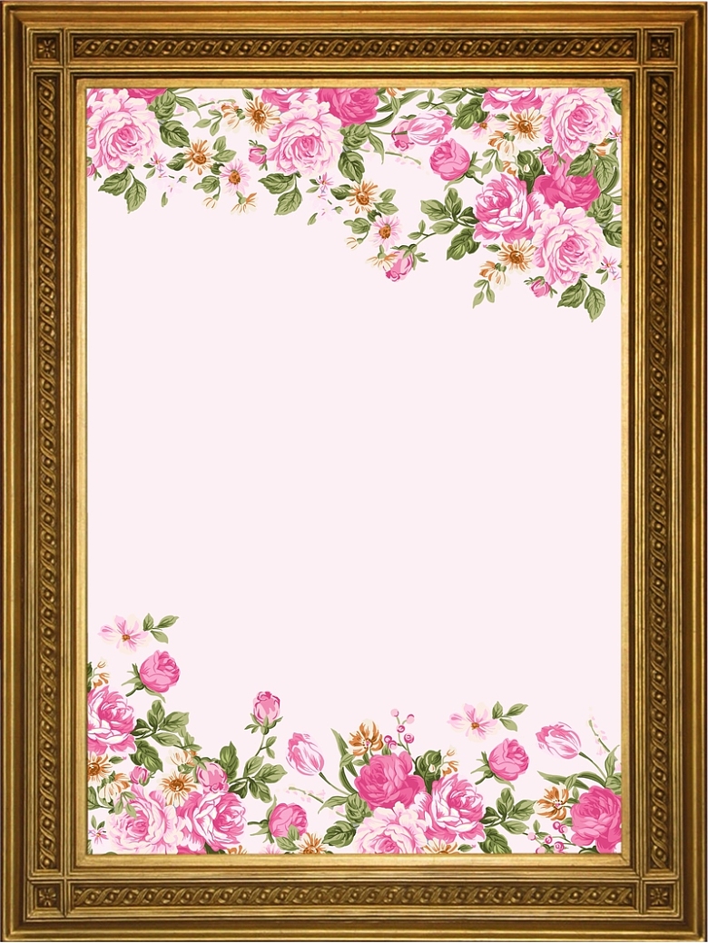 粉色手绘花朵相框背景