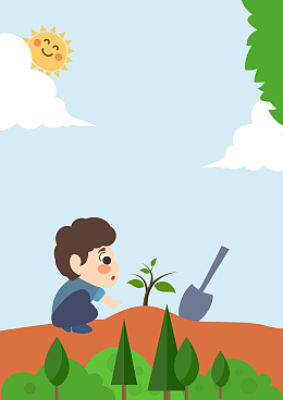 卡通手绘植树节公益宣传海报背景素材