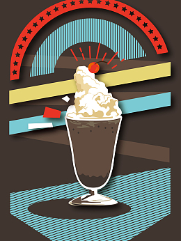 咖色时尚简约手绘甜品店海报背景