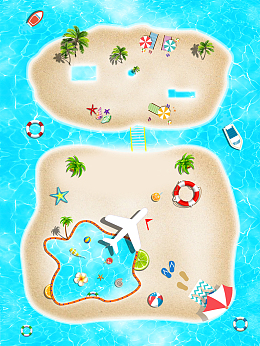 手绘创意夏日海上夏令营海报背景素材