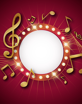 卡通质感红色音乐节音符背景素材