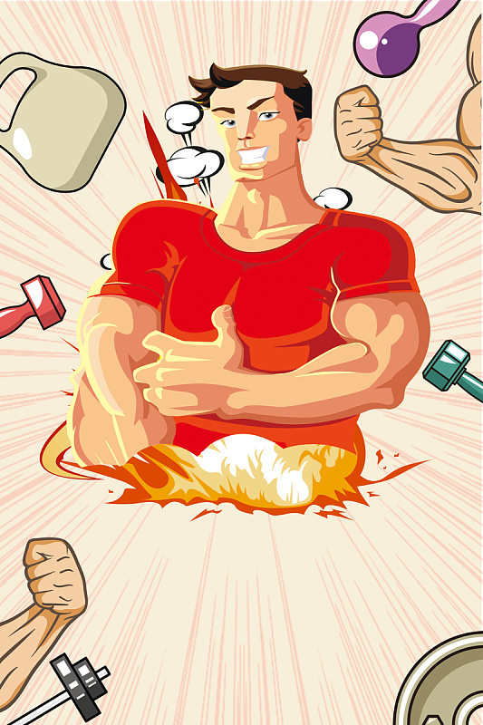 卡通猛男计划健身房宣传海报