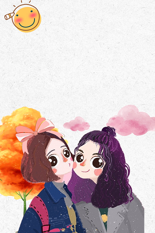 手绘风格闺蜜节海报