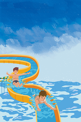 手绘夏日旅行游泳海报